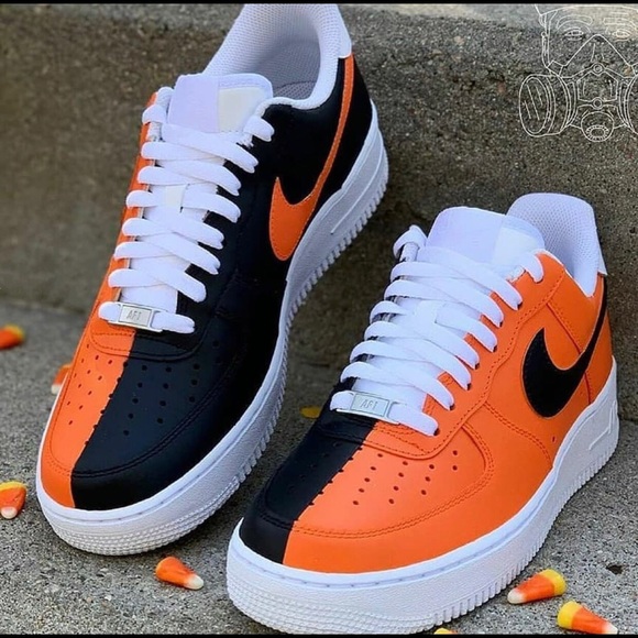 Custom Nike Air Force Orange Nike Logo Custom Nike Air Force